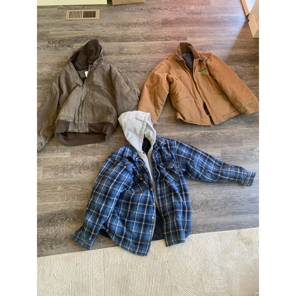 Lot of 3 Men’s Insulated Work Jackets M/MR Duck Canvas Flannel Workwear Bundle
